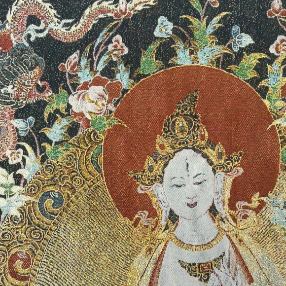 24” Tibetan silk embroidered White Tara Mural - Picture 6 of 8